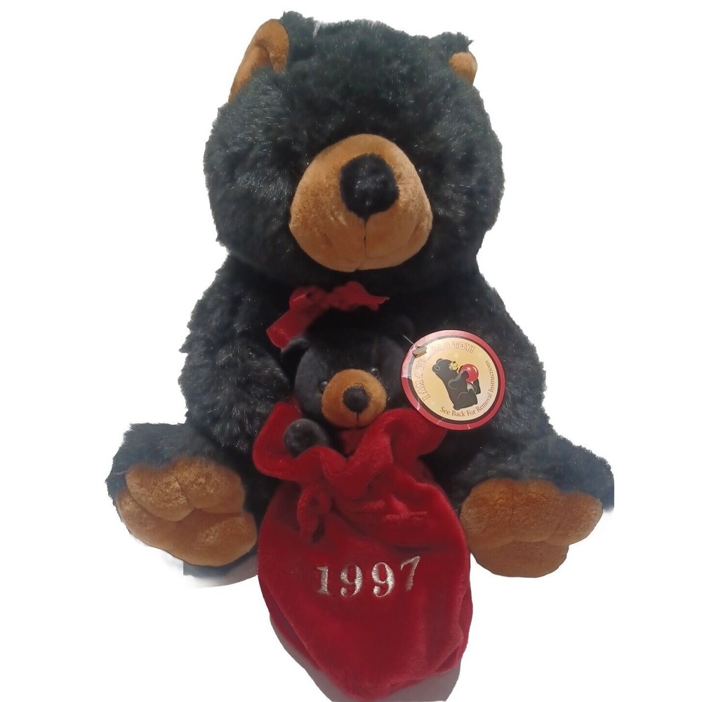Vintage Teddy Bear Chosun Collect A Classic 1997 Black Bear & Beanbag Baby Plush